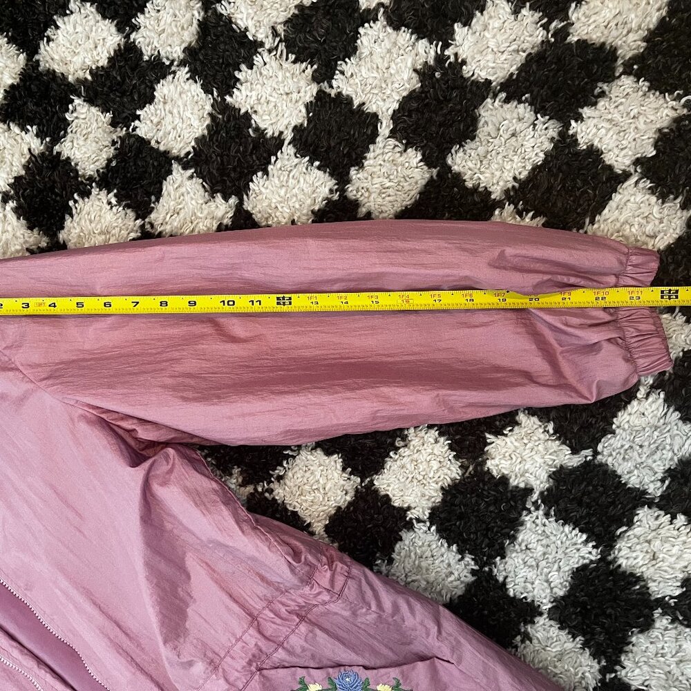 Blair Windbreaker Women's Medium Dusty Rose Pink Jacket Tie Waist 00's y2k Embro - Picture 7 of 7